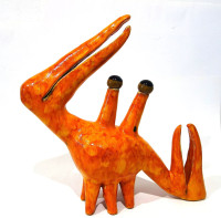 Viktor Žuk a Naďa Katernoga - Krab červený oranžový velký -  keramika